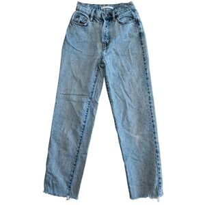 PacSun Light Wash High Rise Straight Leg Button Fly Distressed Denim Jeans 22